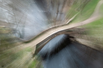 Creative photo of an old bridge in France with zoom burst